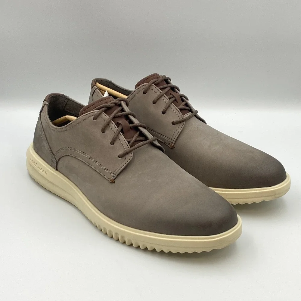 NEW Cole Haan Grand+ Plain Toe Leather Oxford Shoes Gray Men's Size 8.5 M C39823 - Picture 2 of 8